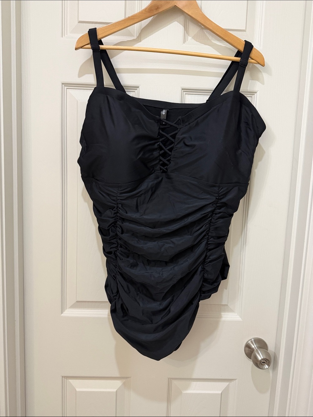 torrid Black One-Piece Swimsuit with Lace-Up Bust